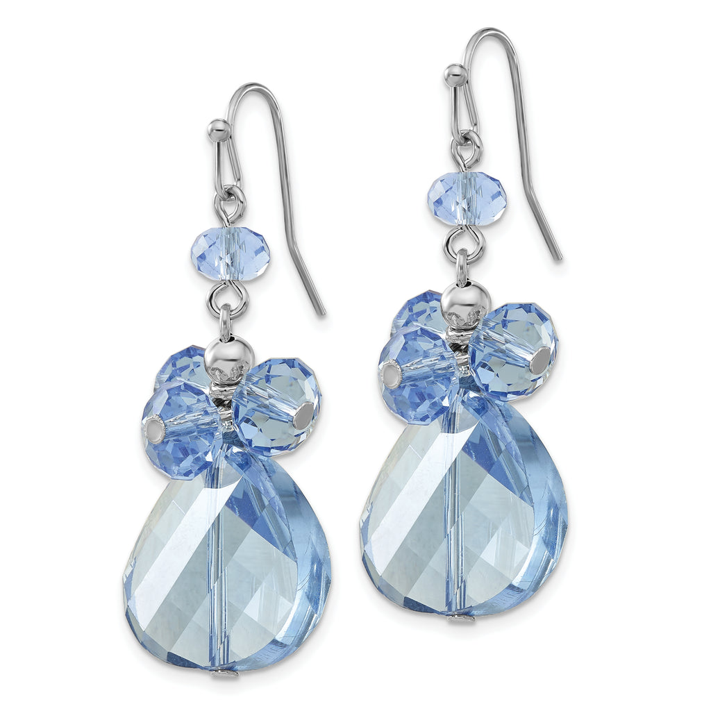 1928 Jewelry Silver-tone Light Blue Faceted Glass Bead Cluster Dangle Earrings