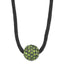 1928 Black-plated Green Glass Stone Ball With  3in ext Necklace