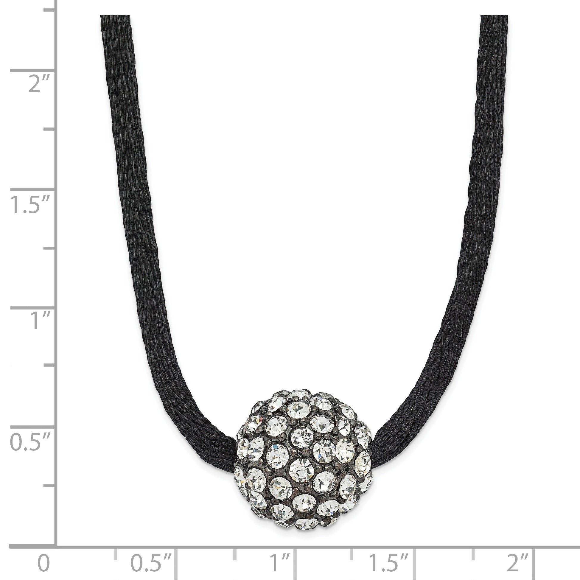 1928 Black-plated Clear Glass Stone Ball With  3in ext Necklace