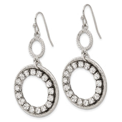 1928 Silver-tone Clear Crystal Circle Dangle Earrings