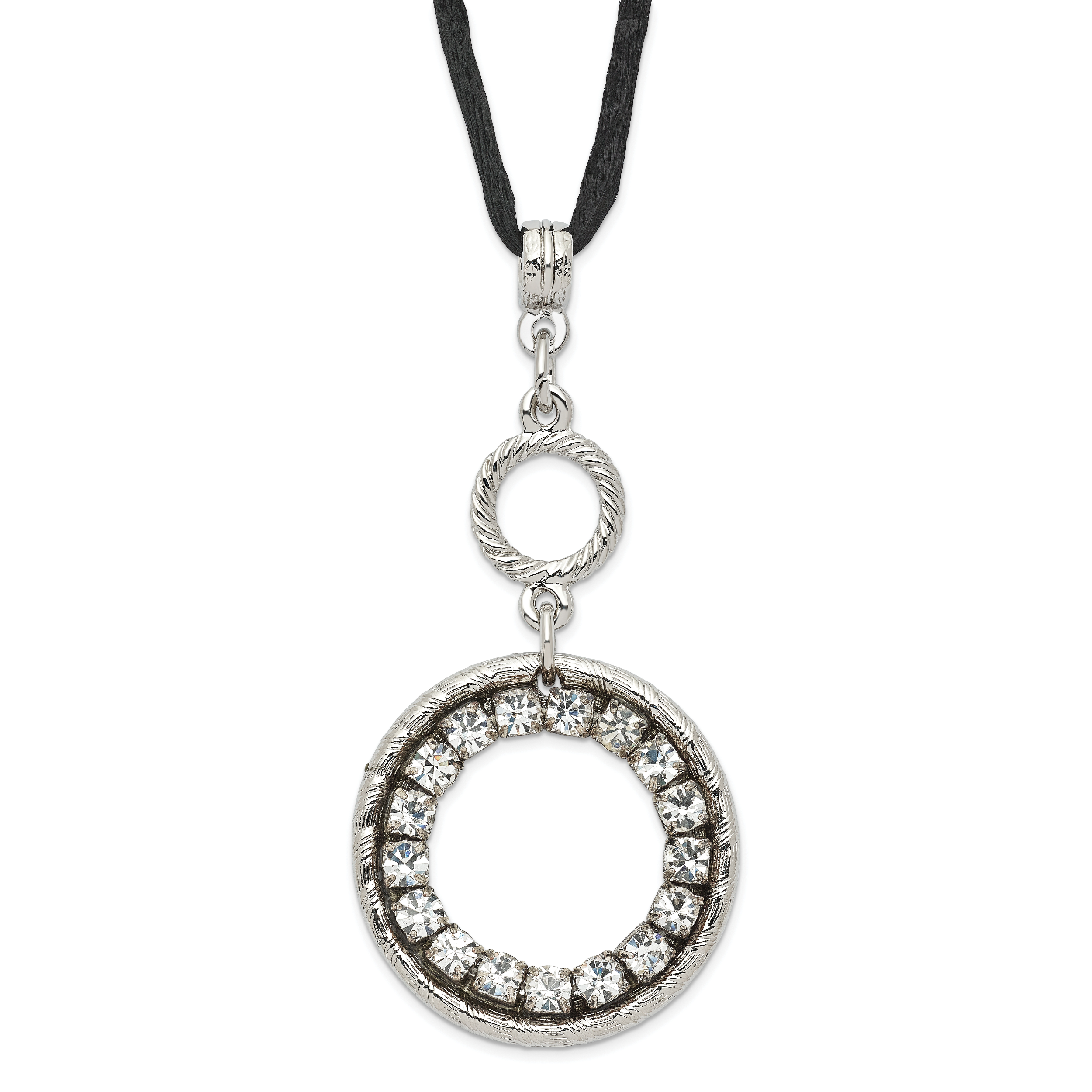 1928 Silver-tone Crystal Circle With  3in ext Necklace Main image
