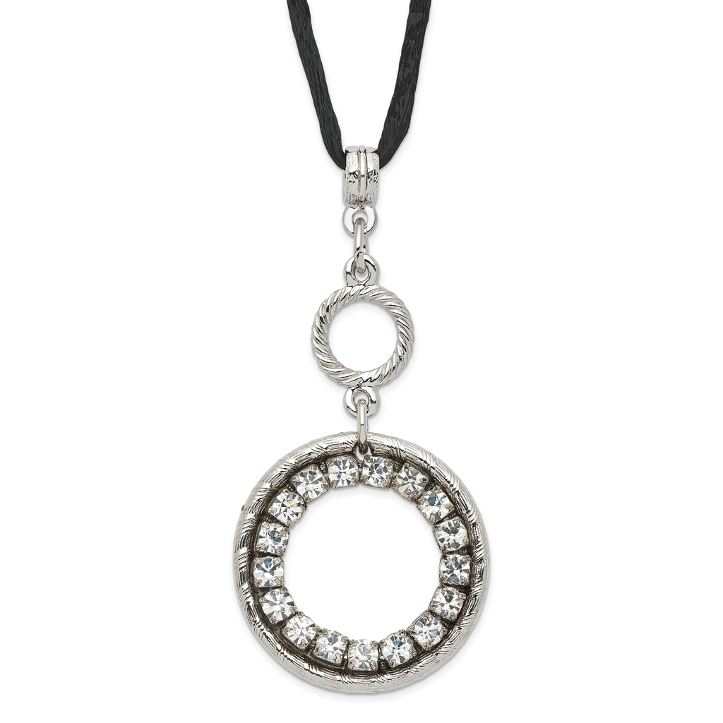 1928 Silver-tone Crystal Circle With  3in ext Necklace