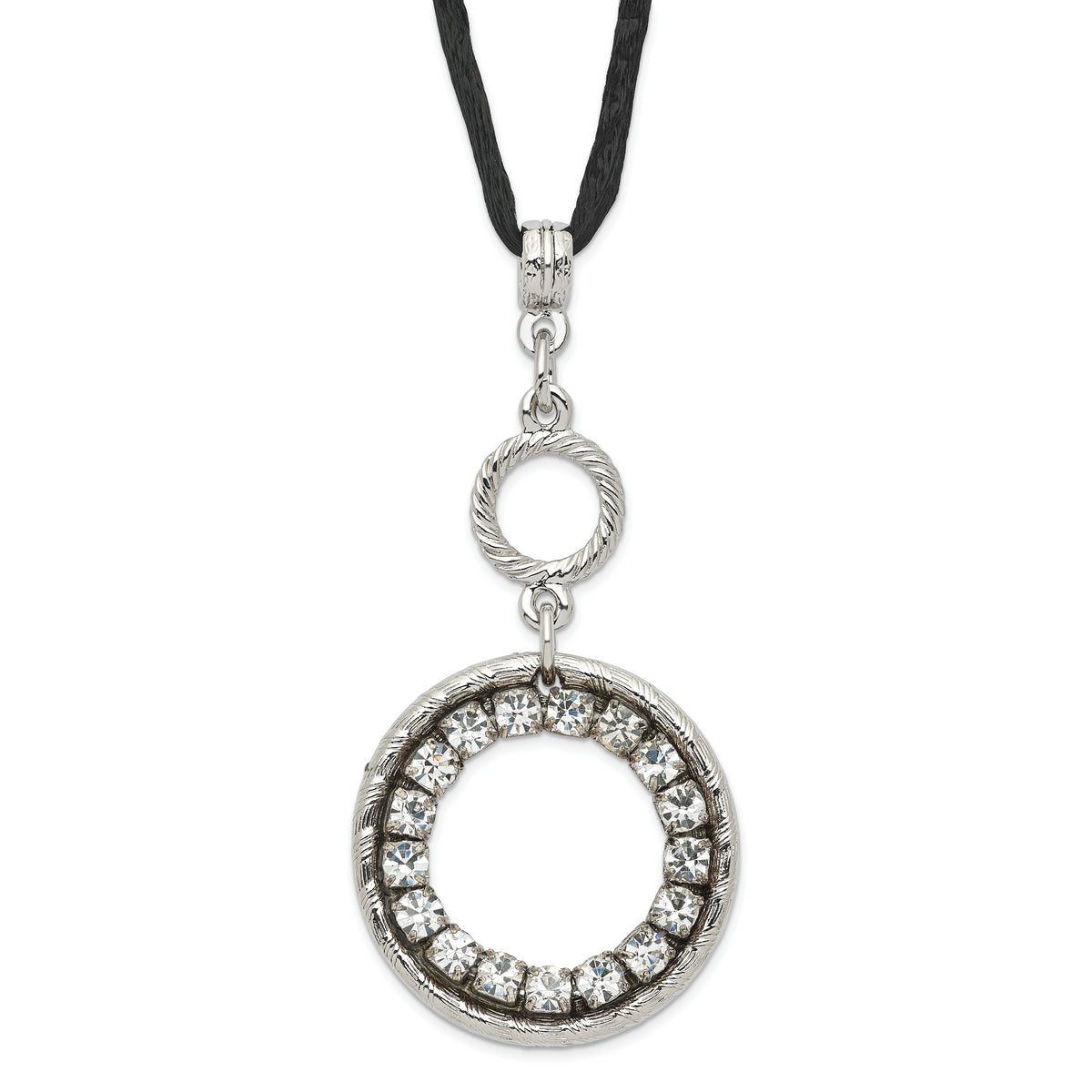 1928 Silver-tone Crystal Circle With  3in ext Necklace