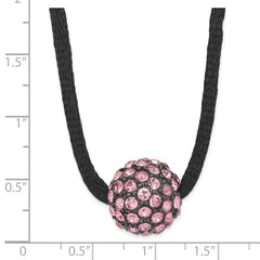 1928 Jewelry Black-plated Pink Glass Stones Fireball Adjustable 16 inch Satin Cord Necklace with 3 inch extension