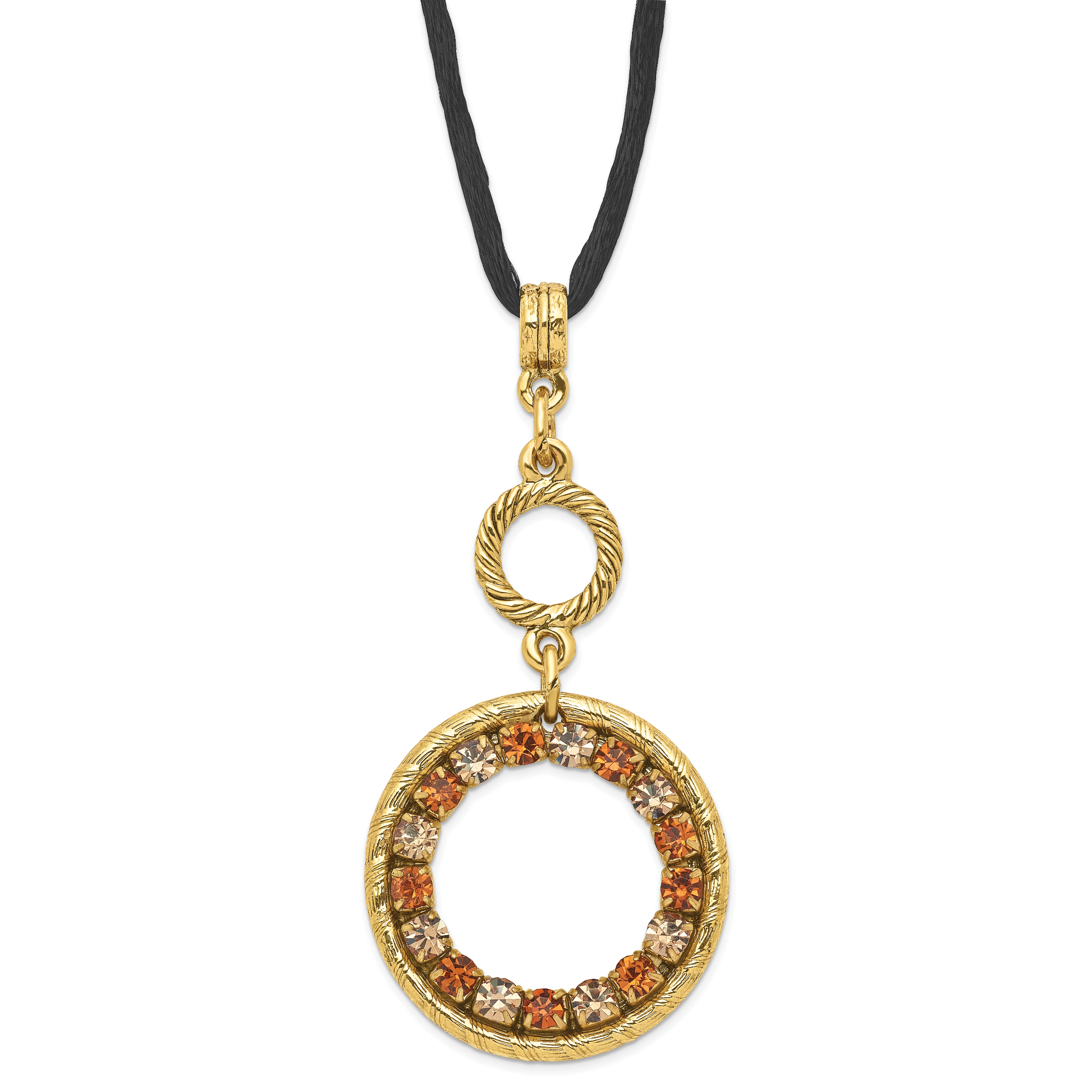1928 Gold-tone Colorado Champagne Crystal With 3 in ext Necklace