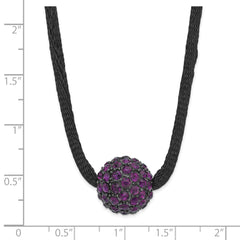 1928 Black-plated Purple Glass Stone Ball With  3in ext Necklace