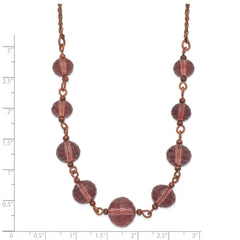 1928 Jewelry Rose-tone Purple Glass Faceted Graduated Bead 16 inch Necklace with 3 inch extension