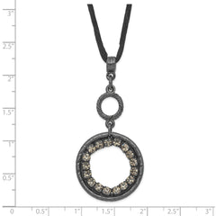 1928 Black-plated Smoky Crystal Circle With  3in ext Necklace