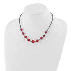 1928 Jewelry Black-plated Red Glass Faceted Graduated Bead 16 inch Necklace with 3 inch extension