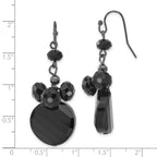 1928 Jewelry Black-plated Jet Black Faceted Glass Bead Cluster Dangle Earrings