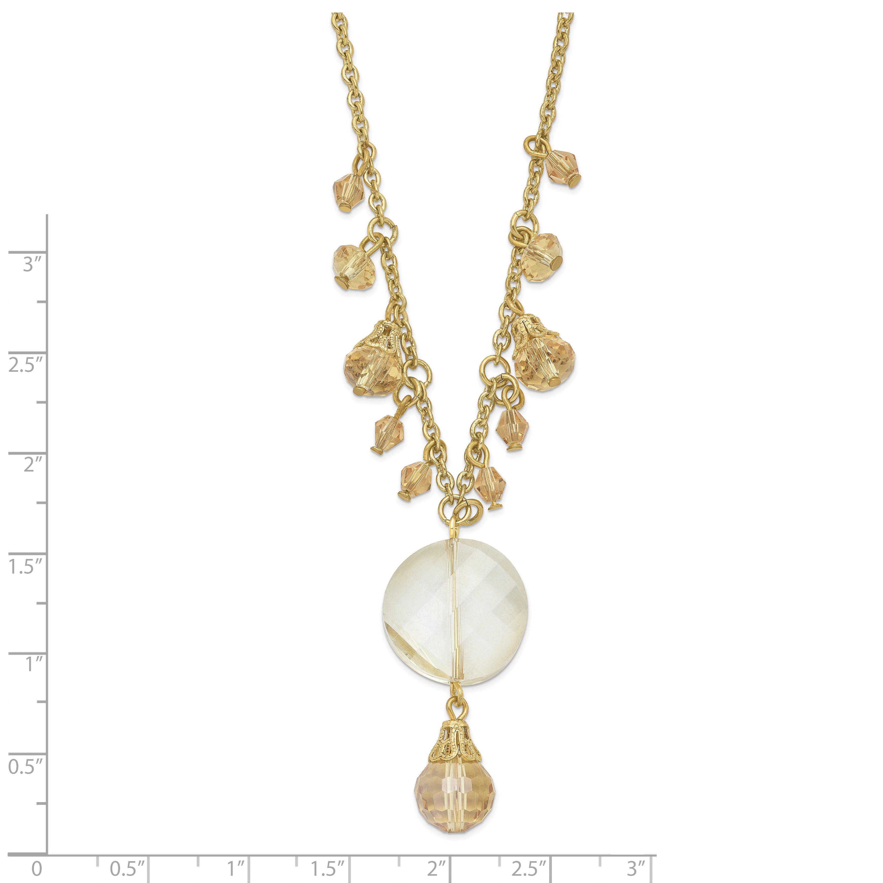 1928 Gold-tone Colorado Champagne Glass Beads With  2in ext Necklace Secondary image
