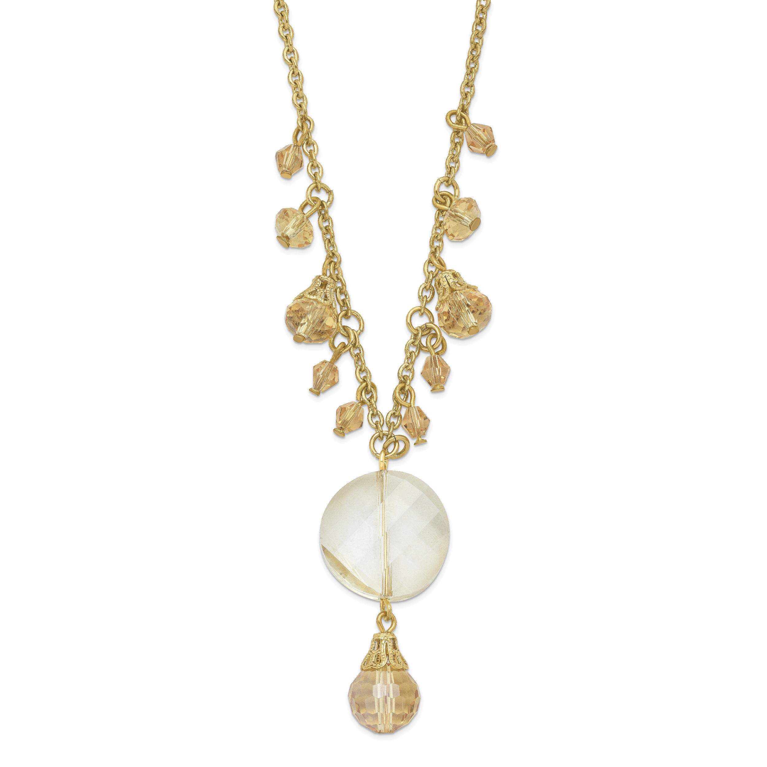1928 Gold-tone Colorado Champagne Glass Beads With  2in ext Necklace Main image