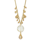 1928 Gold-tone Colorado Champagne Glass Beads With  2in ext Necklace