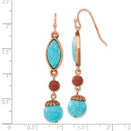 1928 Jewelry Copper-tone Aqua Blue and Brown Acrylic Beads Dangle Earrings
