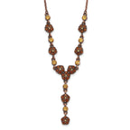 1928 Jewelry Copper-tone Light Colorado and Brown Crystal Floral Shape 15 inch Y Necklace with 3 inch extension