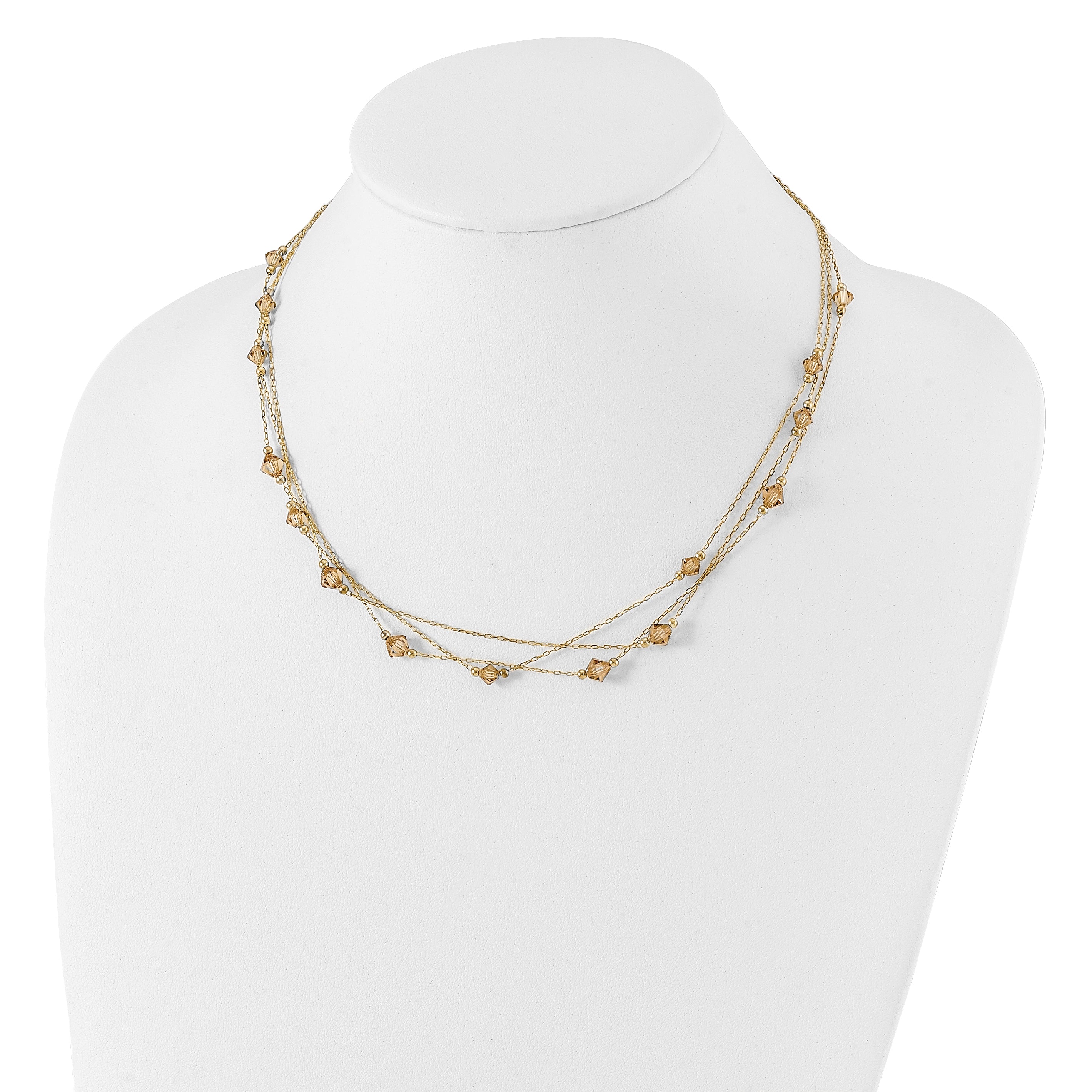1928 Jewelry Gold-tone Link Light Colorado Faceted Acrylic Beads Three Strand With  3 inch extension Necklace Secondary image