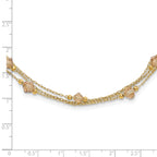 1928 Jewelry Gold-tone Link Light Colorado Faceted Acrylic Beads Three Strand With  3 inch extension Necklace