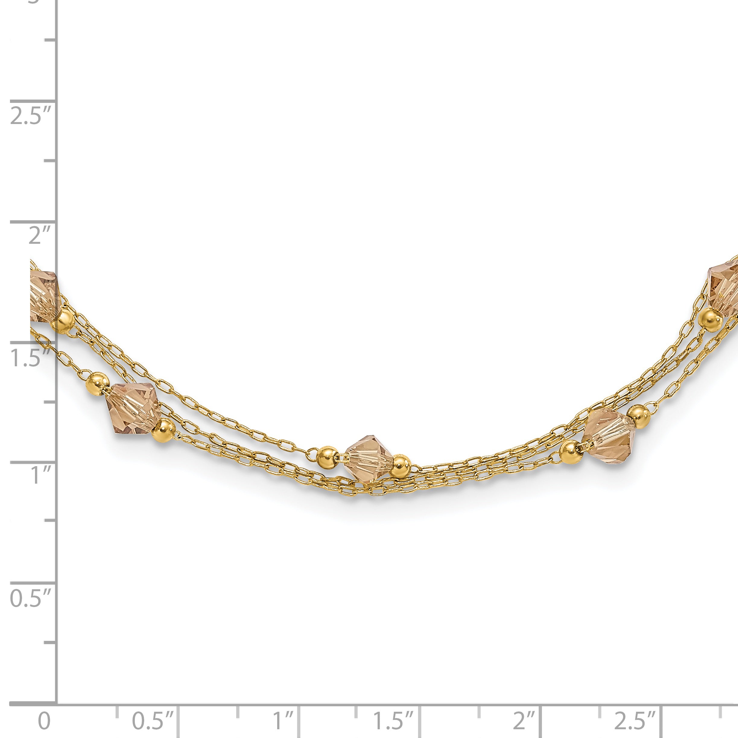 1928 Jewelry Gold-tone Link Light Colorado Faceted Acrylic Beads Three Strand With  3 inch extension Necklace
