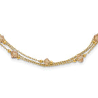 1928 Jewelry Gold-tone Link Light Colorado Faceted Acrylic Beads Three Strand With  3 inch extension Necklace