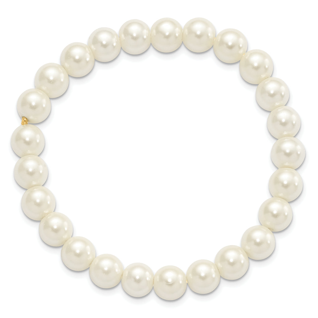 1928 Jewelry 8mm Ivory Imitation Pearl Stretch Bracelet