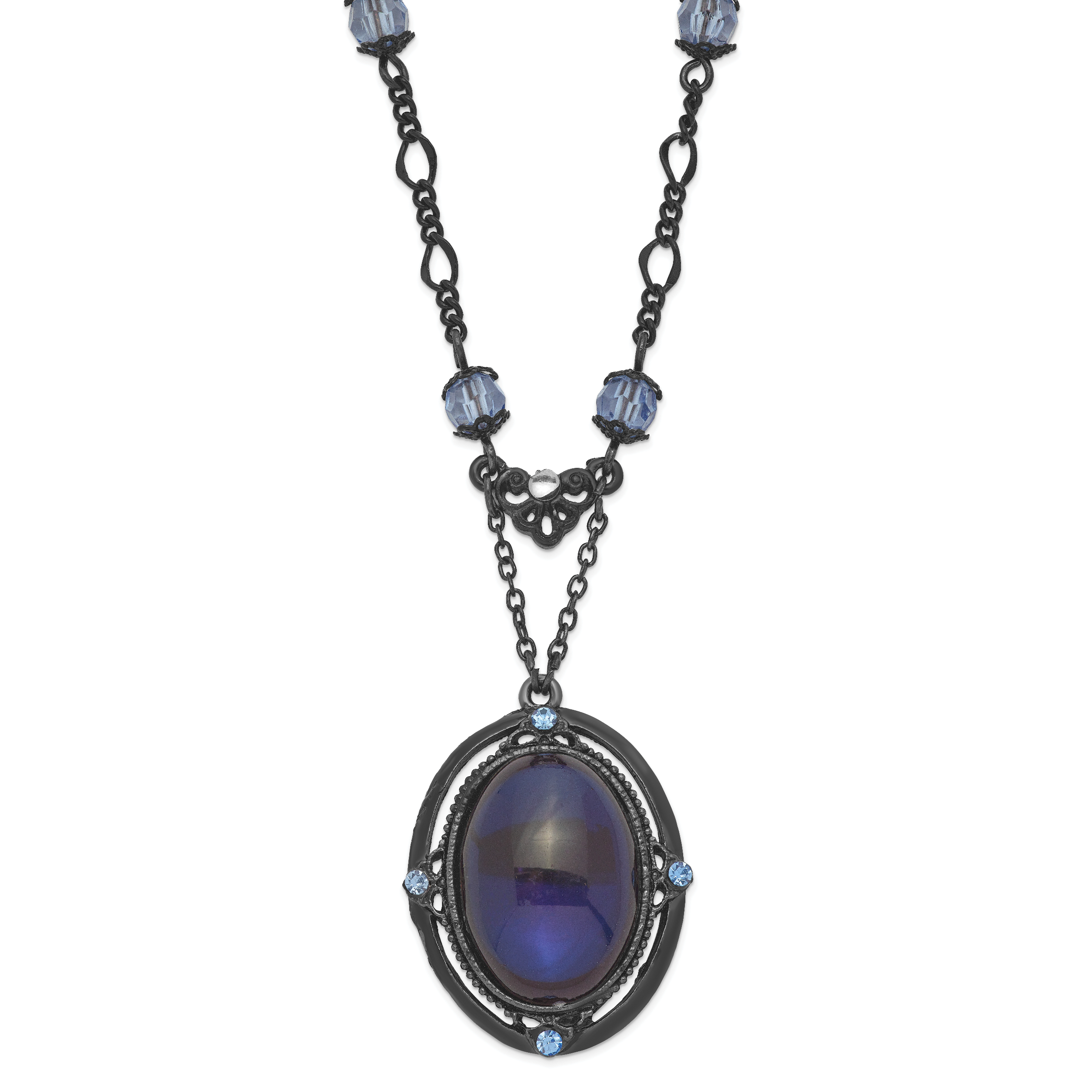 1928 Jewelry Black-plated Light Blue and Dark Blue Crystal 16 inch Necklace with 3 inch extension Main image