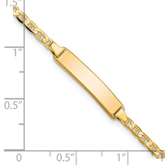 14k Polished Solid Chain/Solid Plate Flat Anchor Link 20x4mm Plate 6 inch Baby/Child ID Bracelet