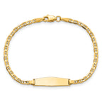14k Polished Solid Chain/Solid Plate Flat Anchor Link Soft Diamond Shape 19.5x5.2mm Plate 6 inch Baby/Child ID Bracelet