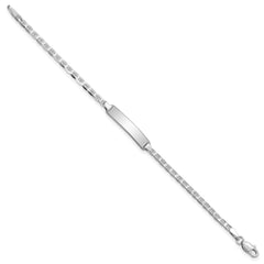 14k White Gold Polished Solid Chain/Solid Plate Anchor Link 20x4mm Plate 6 inch Baby/Child ID Bracelet