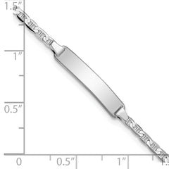 14k White Gold Polished Solid Chain/Solid Plate Anchor Link 20x4mm Plate 6 inch Baby/Child ID Bracelet