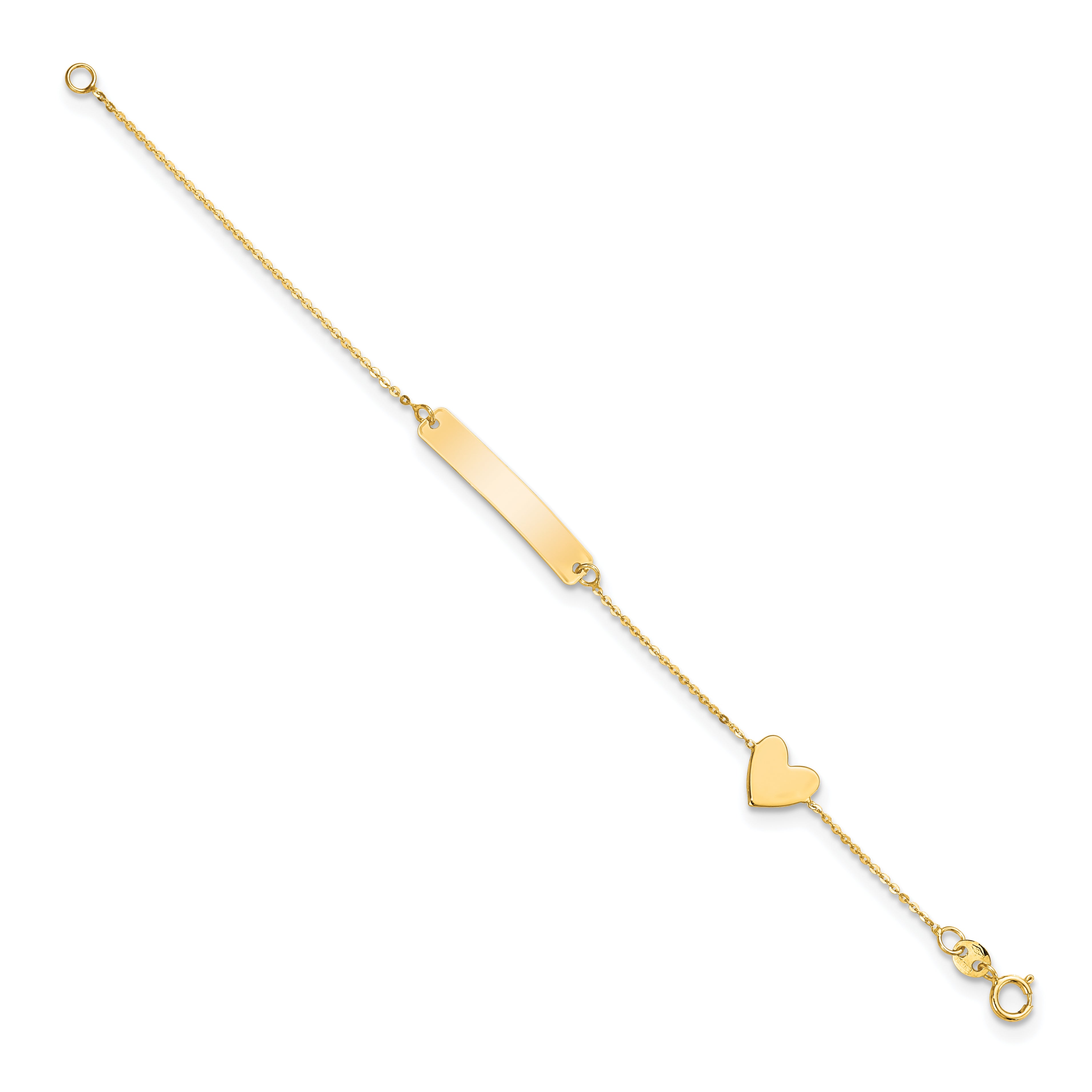 14k Polished 5.5in Heart ID Bracelet Secondary image