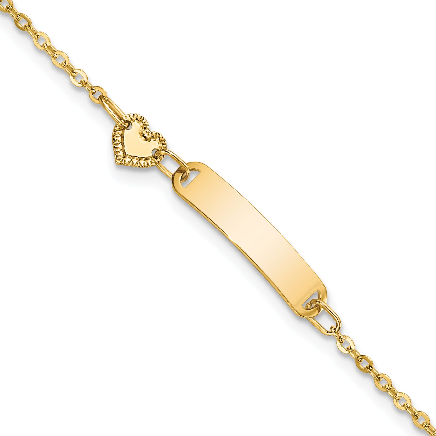 14K Polished ID with Heart Childrens Bracelet Main image