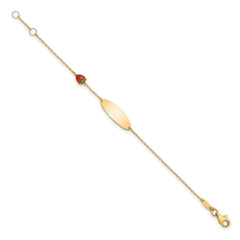 14k Enameled Strawberry Baby ID 5.5in With .5 in Ext Bracelet