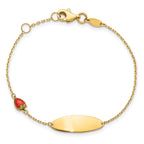 14k Enameled Strawberry Baby ID 5.5in With .5 in Ext Bracelet