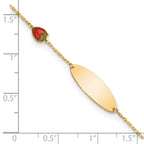 14k Enameled Strawberry Baby ID 5.5in With .5 in Ext Bracelet
