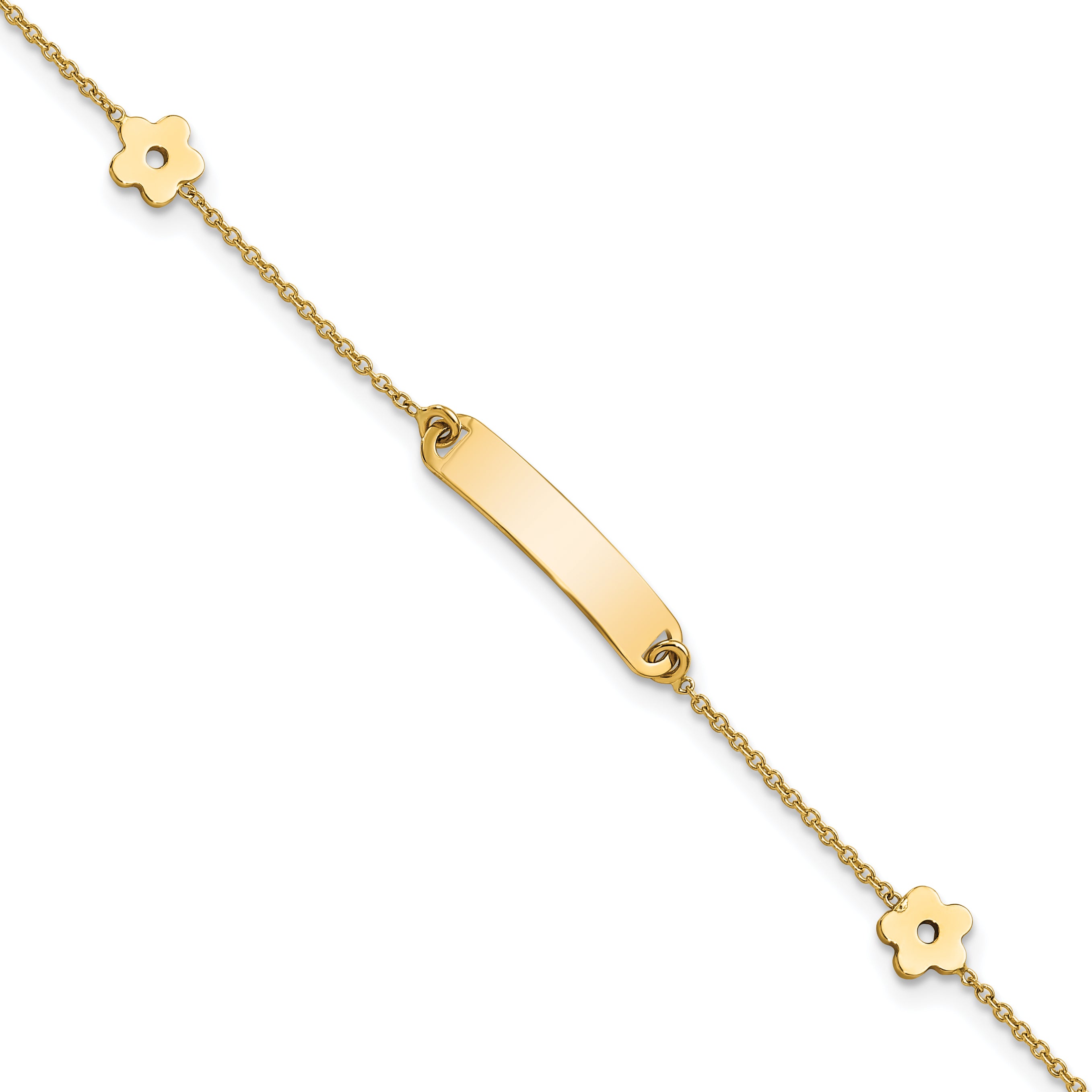 14K Polished ID with Flower Childrens Bracelet Main image