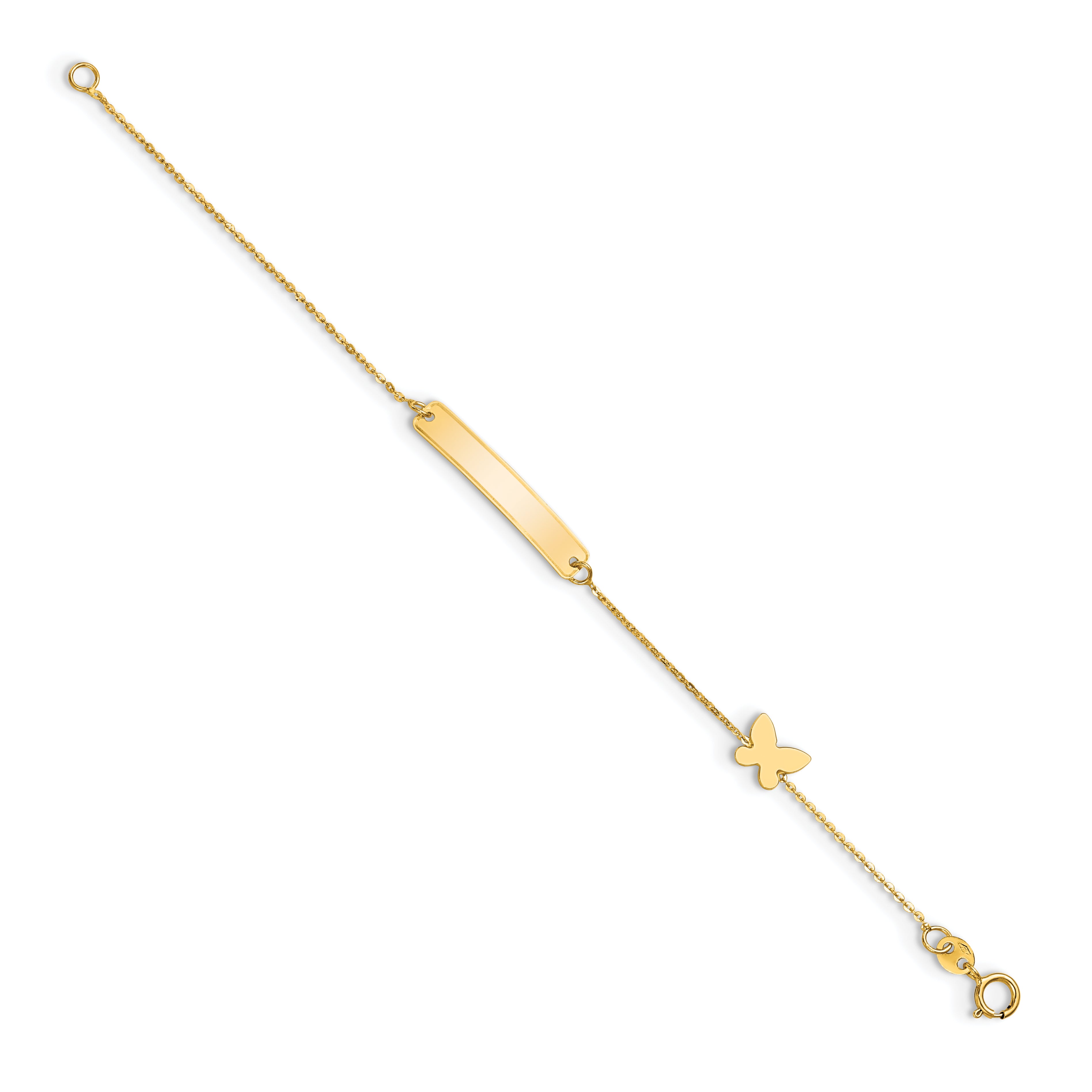 14k Polished 5.5in Butterfly ID Bracelet Secondary image