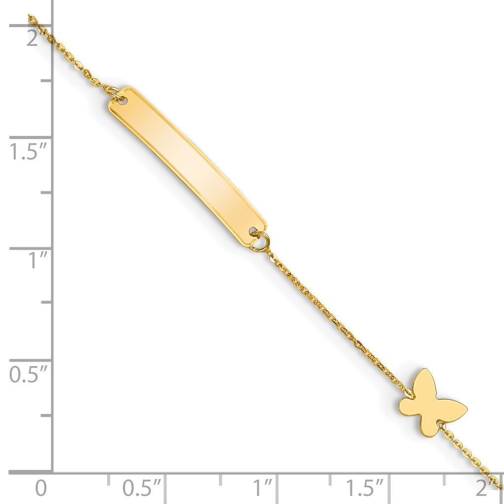 14k Polished 5.5in Butterfly ID Bracelet