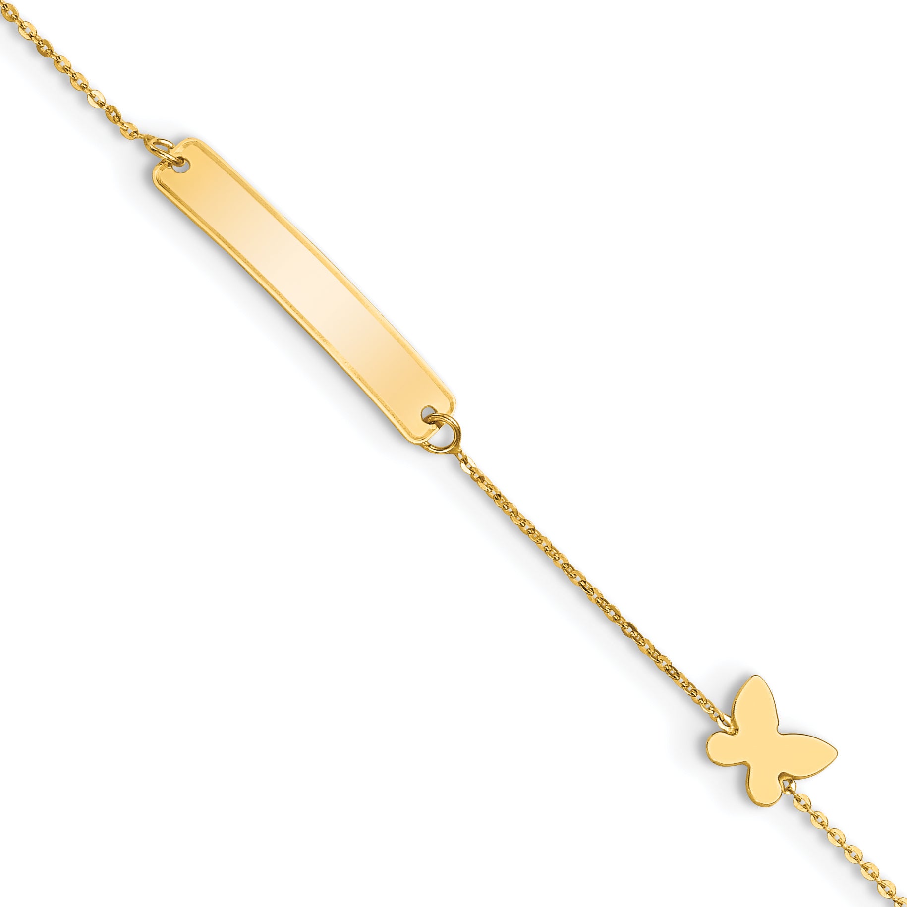 14k Polished 5.5in Butterfly ID Bracelet Main image
