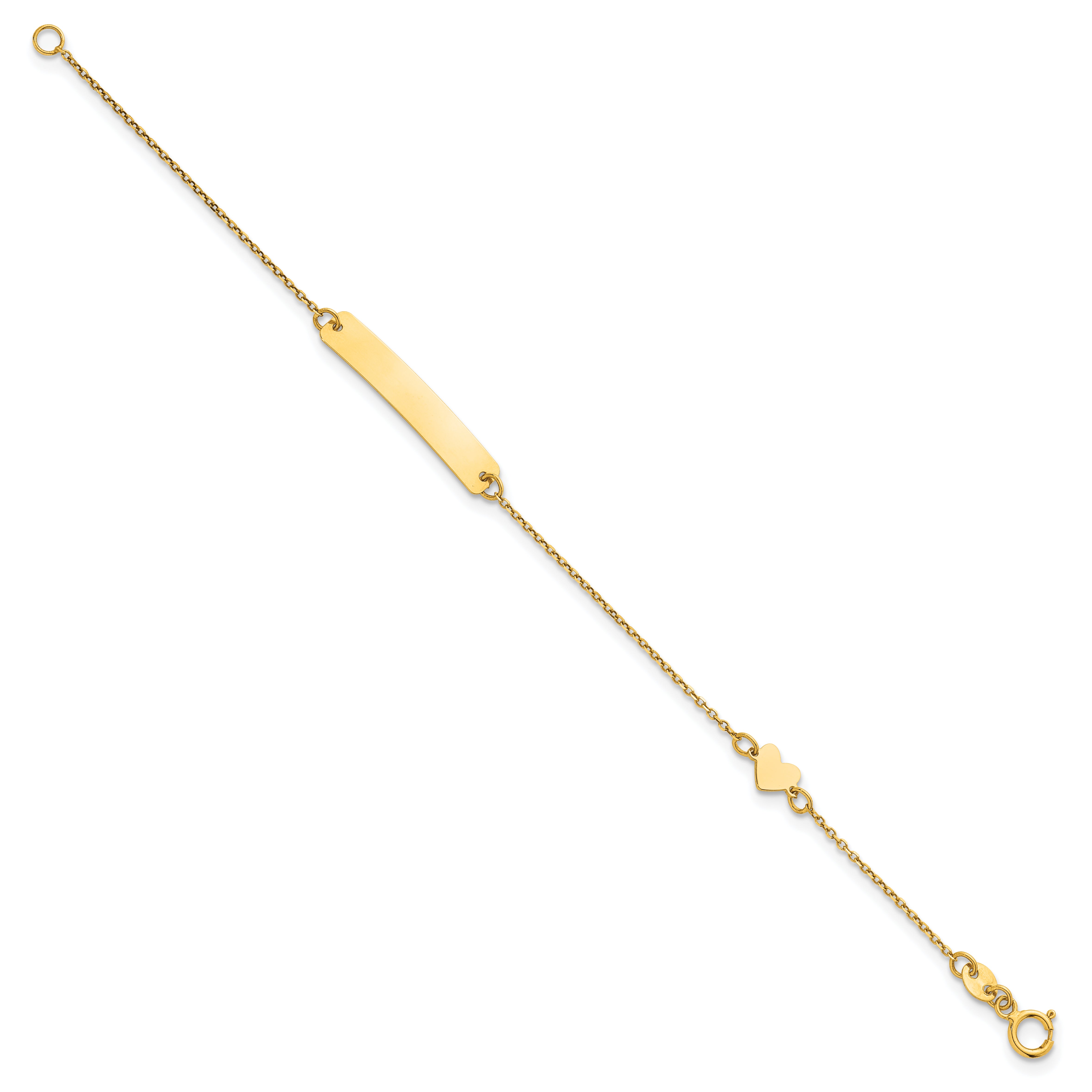 14k Polished Heart and 23x4.2mm Plate 5.5 inch Baby/Child ID Bracelet