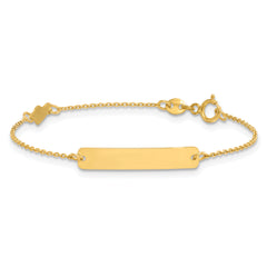 14k Polished Heart and 23x4.2mm Plate 5.5 inch Baby/Child ID Bracelet
