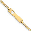 14k Polished Solid Chain/Solid Plate Figaro Link Cut-out Heart 21.4x5.4mm  Plate 6 inch Baby/Child ID Bracelet