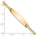 14k Polished Solid Chain/Solid Plate Anchor Link Soft Diamond Shape 26x7.5mm Plate 6 inch Baby/Child ID Bracelet