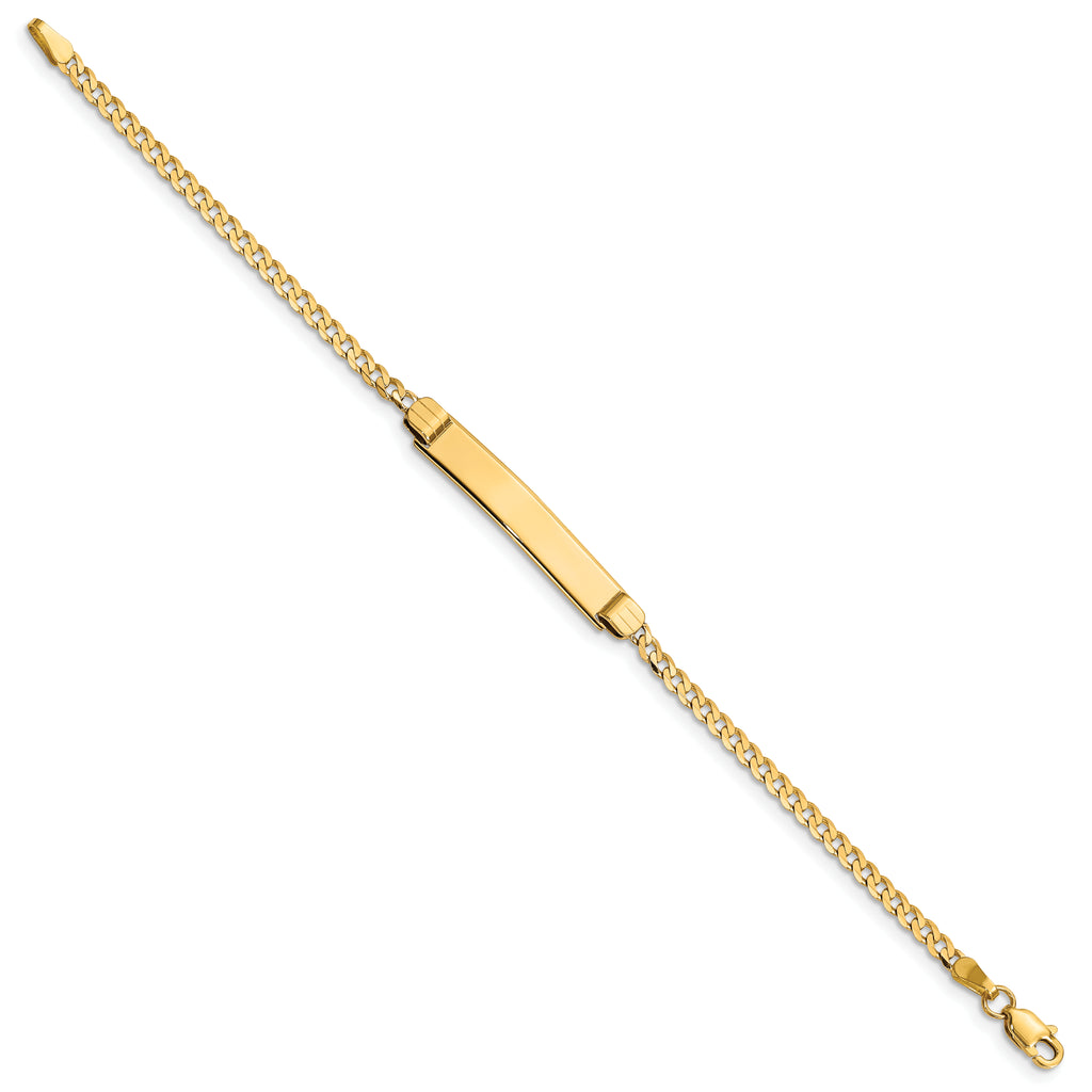 14k Polished Solid Chain/Solid Plate Curb Link 26x5mm Plate 6 inch Baby/Child ID Bracelet