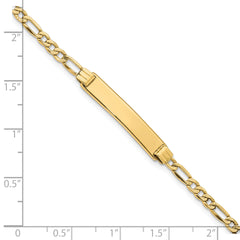 14k with Rhodium Polished Solid Chain/Solid Plate Pav‚ Curb Link 26x5mm Plate 6 inch Baby/Child ID Bracelet