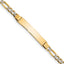 14k with Rhodium Polished Solid Chain/Solid Plate Pav‚ Figaro Link 26x5mm Plate 6 inch Baby/Child ID Bracelet