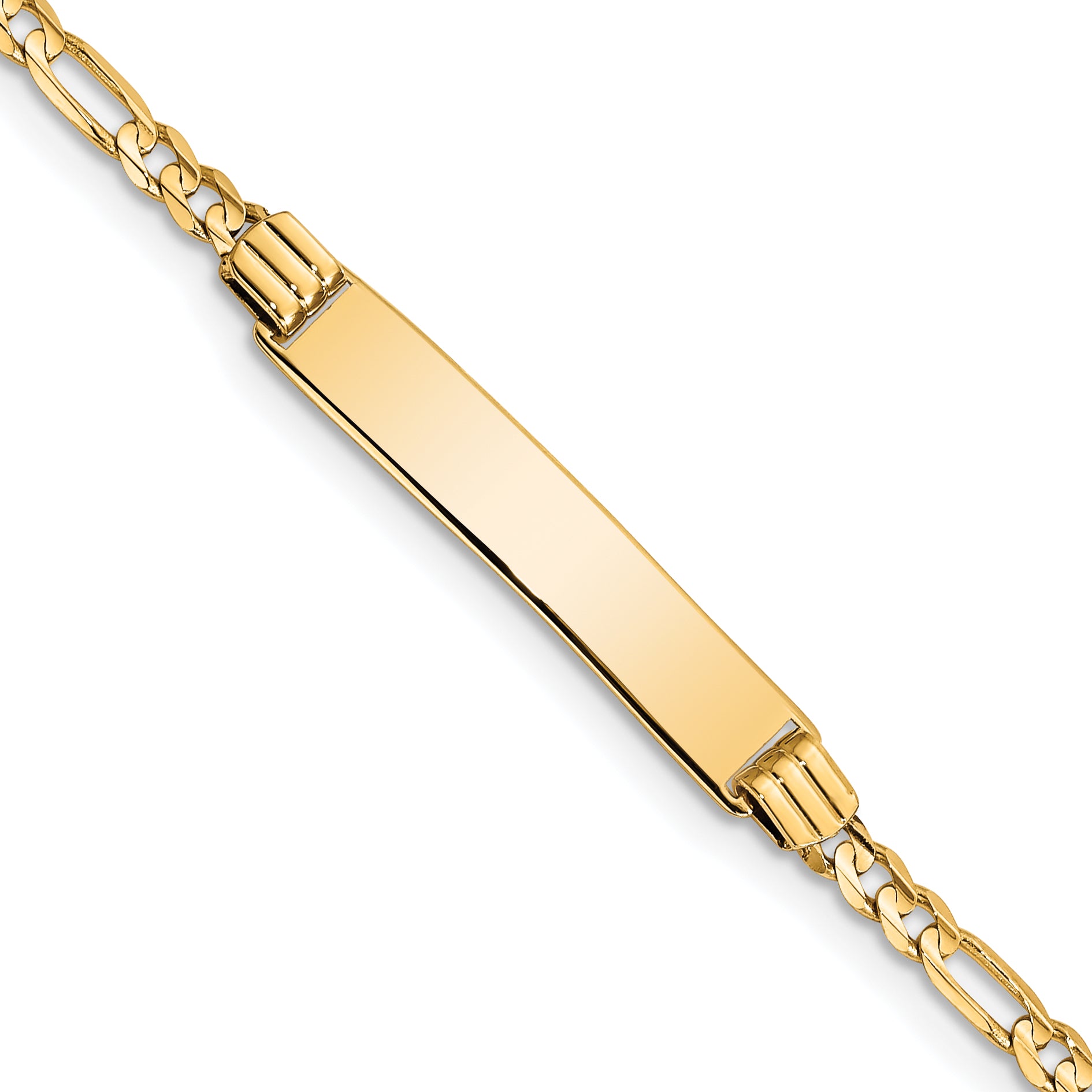 14k Polished Solid Chain/Solid Plate Figaro Link 26x5mm Plate 6 inch Baby/Child ID Bracelet Main image
