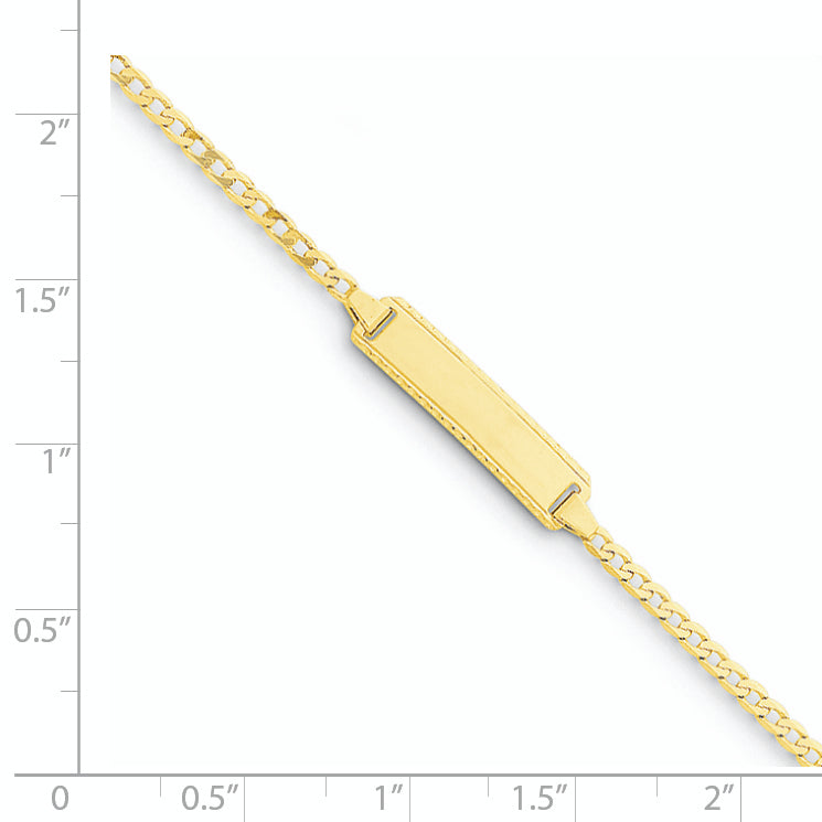 14k Polished Solid Chain/Solid Plate Curb Link 18.5x5mm Plate 6 inch Baby/Child ID Bracelet