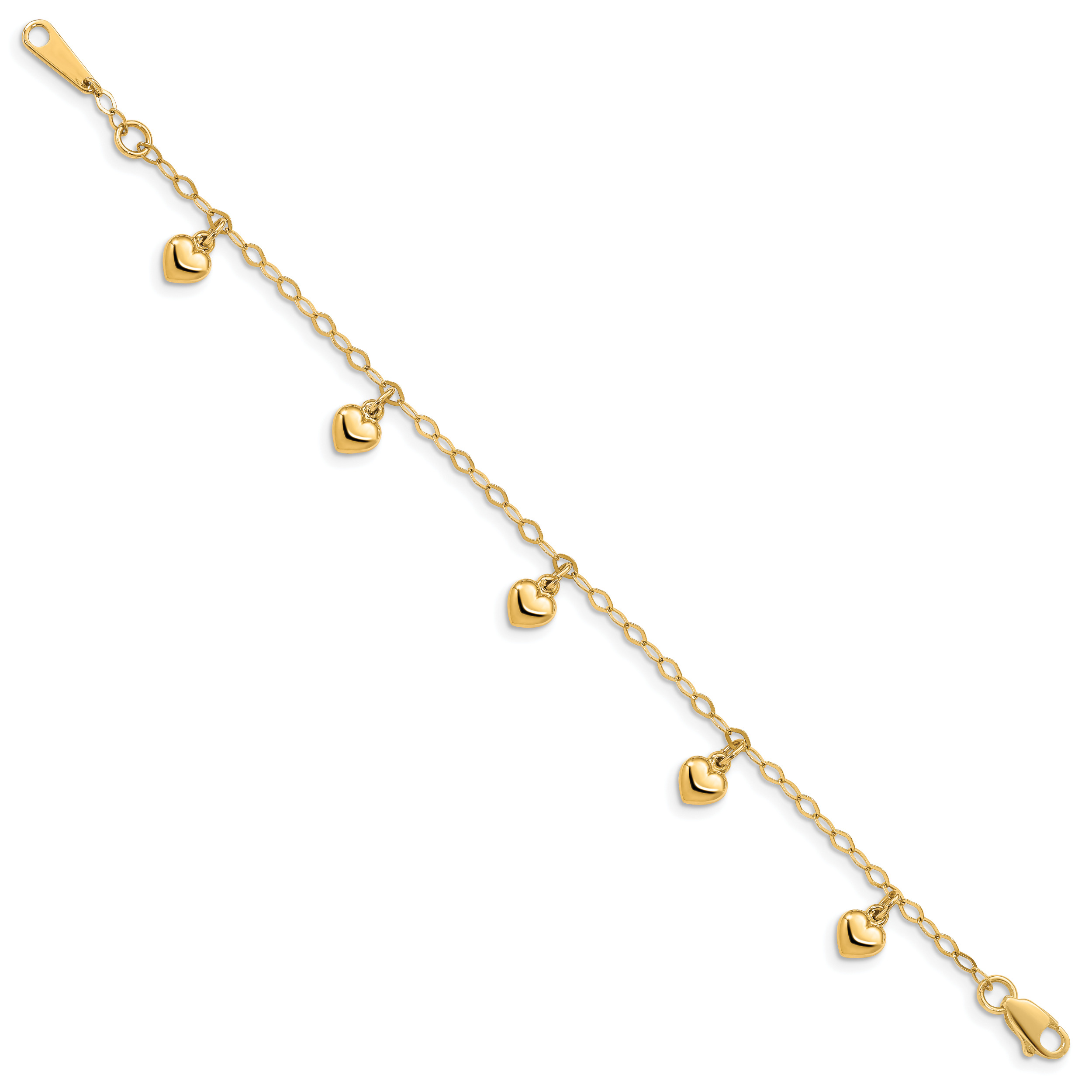 14K Child's Puffed Heart Charm Bracelet Secondary image