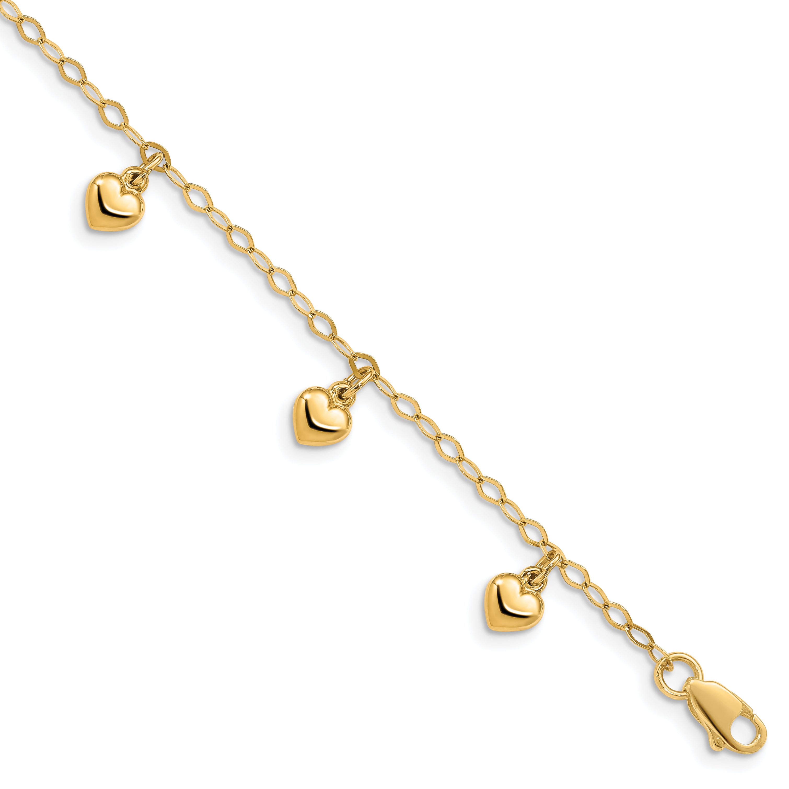 14K Child's Puffed Heart Charm Bracelet Main image