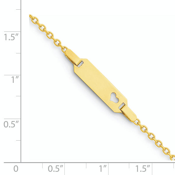 14K Polished Cut-out Heart 18x5mm Plate 6 inch Baby/Child ID Bracelet
